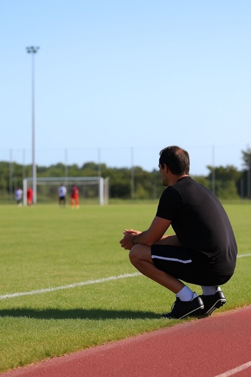 Coach dans un vestiaire encourageant ses joueurs